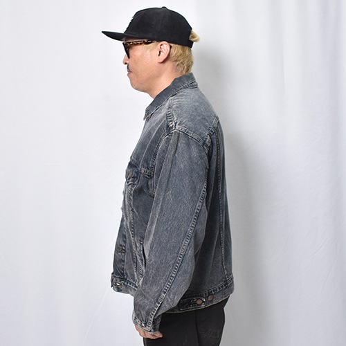 超希少❗️Levi's ブラックデニム ライダースジャケット　実寸XL Customized Levi's Black Overdyed Trucker Jacket(リーバイス デニム