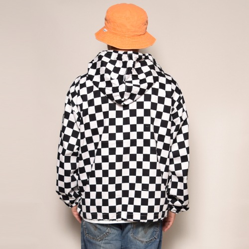 Checkerboard Zip-Up Easy Hoodie(�����å����ܡ��ɥ��������ѡ�����)�ۥ磻�ȡߥ֥�å� [a-3283]