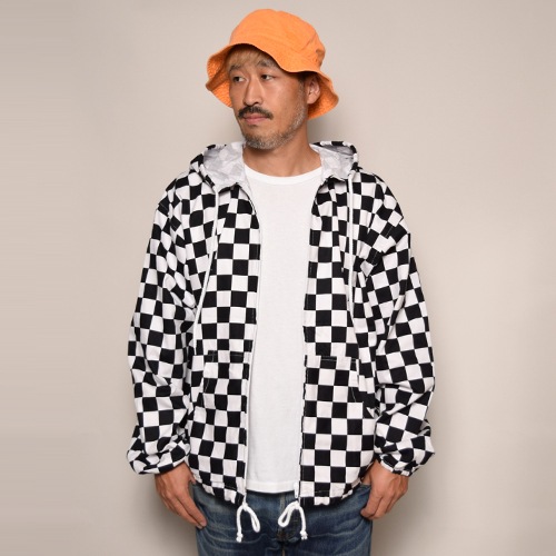 Checkerboard Zip-Up Easy Hoodie(�����å����ܡ��ɥ��������ѡ�����)�ۥ磻�ȡߥ֥�å� [a-3283]