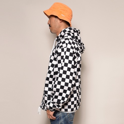 Checkerboard Zip-Up Easy Hoodie(�����å����ܡ��ɥ��������ѡ�����)�ۥ磻�ȡߥ֥�å� [a-3283]