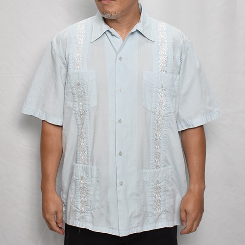 ��Old S/S Guayabera Shirt(S/S���塼�Х����)�饤�ȥ֥롼/������L [y-0333]