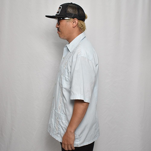 ��Old S/S Guayabera Shirt(S/S���塼�Х����)�饤�ȥ֥롼/������L [y-0333]