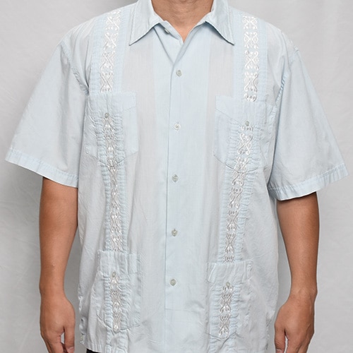 ��Old S/S Guayabera Shirt(S/S���塼�Х����)�饤�ȥ֥롼/������L [y-0333]