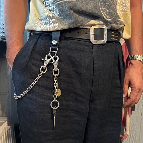 US Exclusive/Leather Chain Link�ʥ��� �쥶�����������󥯡˥֥�å� [n-9693]