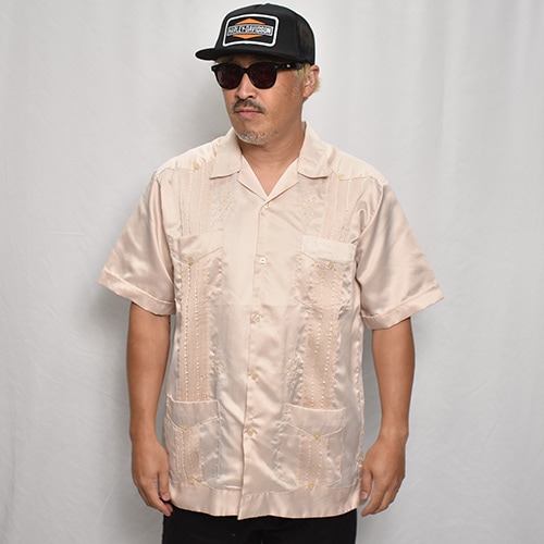 So BH-shirts 半袖ベージュシャツ Old S/S Guayabera Shirt(S/Sキューバシャツ)ベージュ/サイズL