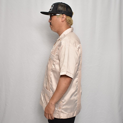 Old S/S Guayabera Shirt(S/Sキューバシャツ)ベージュ/サイズL [y-0337
