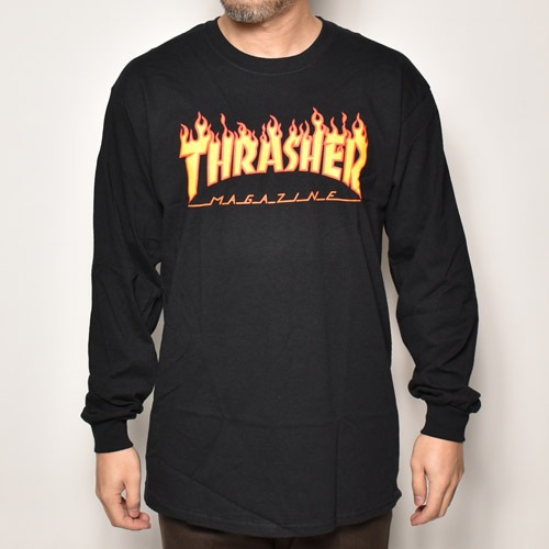 Thrasher Magazine/Flame Logo L/S T-Shirtʥå㡼ޥ Tġ˥֥å [a-4538]
