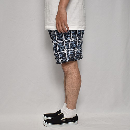 Checked Skull Amphibious Nylon Easy Short Pants�ʥ���������å� �����������硼�ȥѥ�ġ˥֥�å�/�֥롼�ߥۥ磻�� [a-8021]