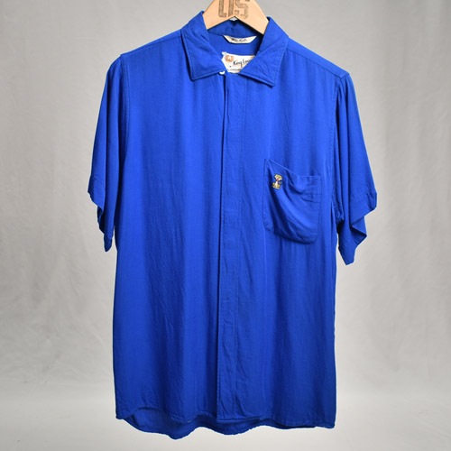 Vintage Bowling S/S Shirt（ボーリングシャツ）ブルー/サイズM