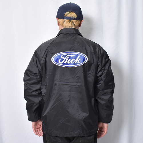 Fuck Logo Nylon Coach Jacket�ʥե��å����� �ʥ����󥳡������㥱�åȡ˥֥�å� [a-8411]
