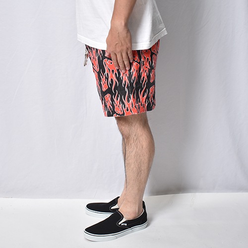 Skull Flames Printed Easy Short Pants�ʥ�����ե졼�ॹ�����������硼�ġ˥�å� [a-8617]