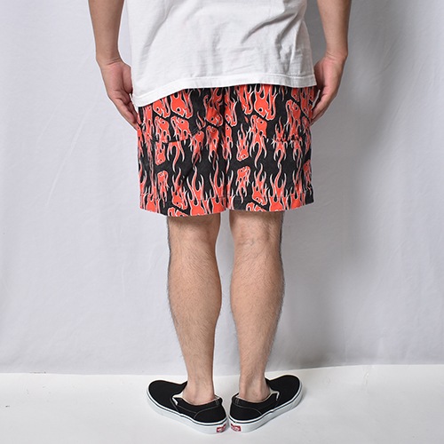 Skull Flames Printed Easy Short Pants�ʥ�����ե졼�ॹ�����������硼�ġ˥�å� [a-8617]