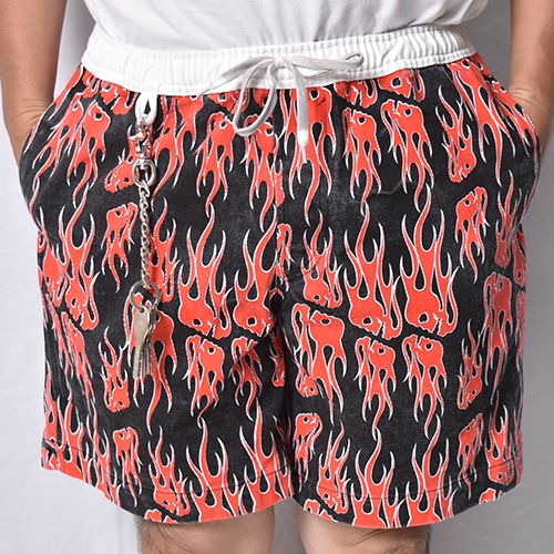 Skull Flames Printed Easy Short Pants�ʥ�����ե졼�ॹ�����������硼�ġ˥�å� [a-8617]