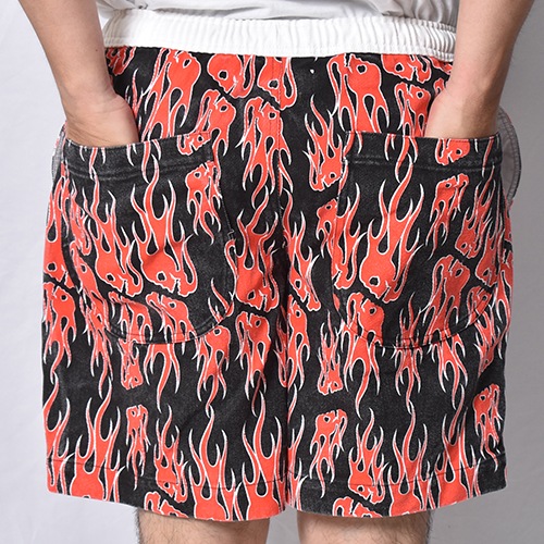 Skull Flames Printed Easy Short Pants�ʥ�����ե졼�ॹ�����������硼�ġ˥�å� [a-8617]