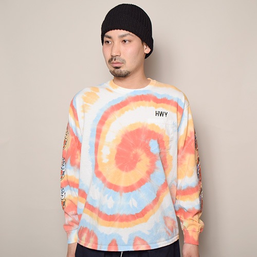 HWYUS/Tie Dye Multi Flames L/S Pocket T-Shirt ʥ֥塼磻ߥ Tġ˥åɡߥ󥸡ߥ֥롼(R) [a-3639]