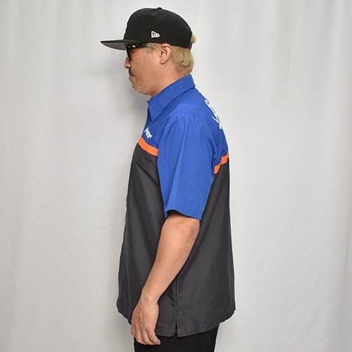 HWY��Us/Limited Hand-Printed S/S Work Shirt�ʥ��������֥�塼�磻�ߥ��� �������ġ˥֥롼�ߥ���󥸡ߥ��졼/������L [y-0270]