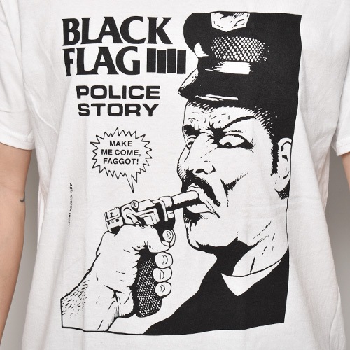 Black Flag/Police Story S/S T-Shirt�ʥ֥�å��ե�å� ���ե������T����ġ˥ۥ磻�� [a-4775]