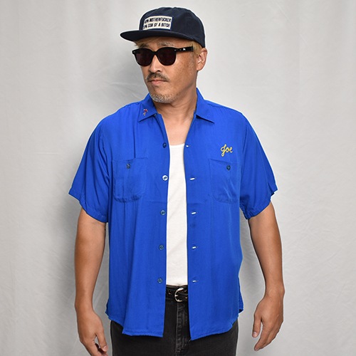 ��Vintage Bowling S/S Shirt�ʥܡ���󥰥���ġ˥֥롼/������M [z-9169]