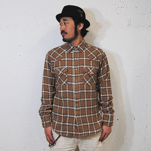 Ely&Walker/Light Flannnel Shirts/Right Brown��Beige [n-3346]