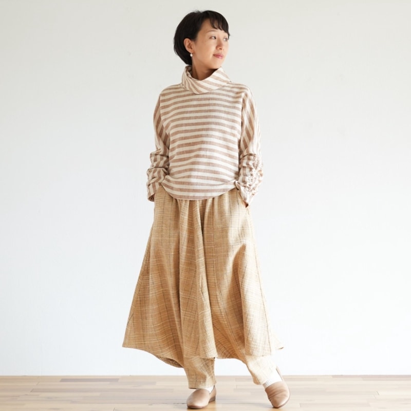エルフモールうさとの服ストール ベージュと青のストライプ