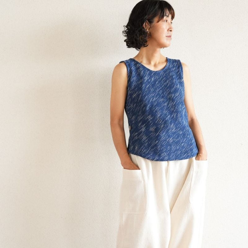 【milouさま専用】うさとの服 usaato コットン 藍染めチェック柄 milouさま専用】うさとの服 usaato コットン 藍染めチェック柄