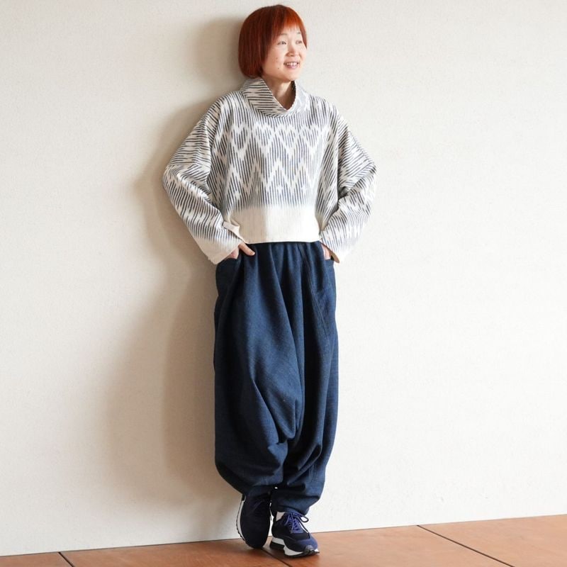 ファッション うさとの服 usato 藍染め 貫頭衣プルオーバー 美品 紺