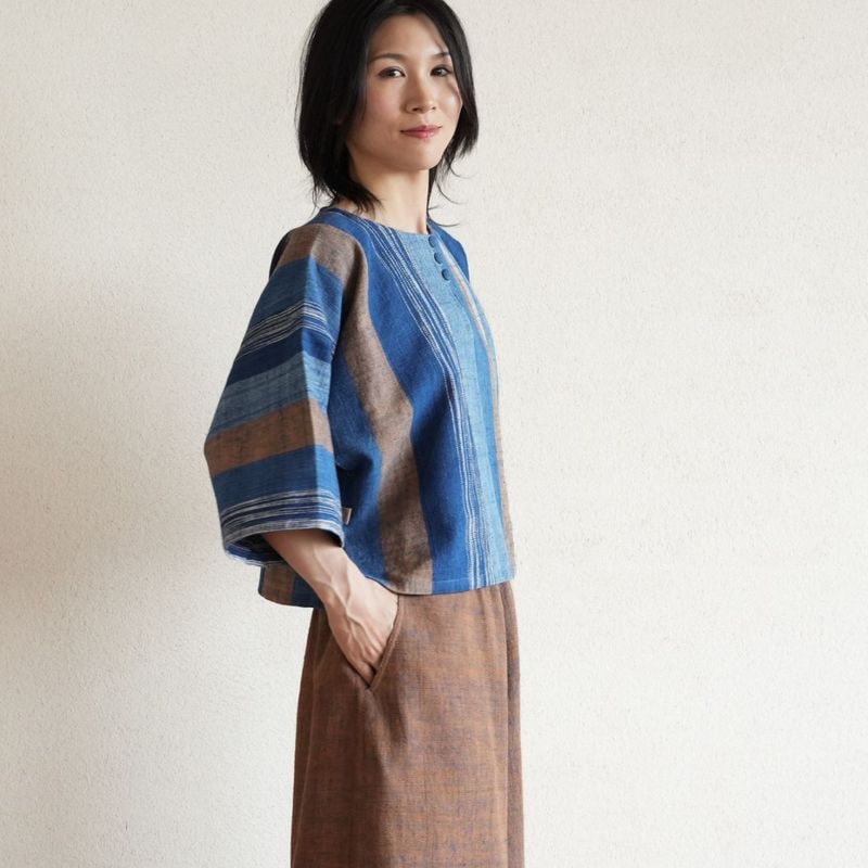 うさとの服　トップス　ショートジャケット　藍染め　手織り　七分袖 すべての商品 | Usaatoオンラインショップ
