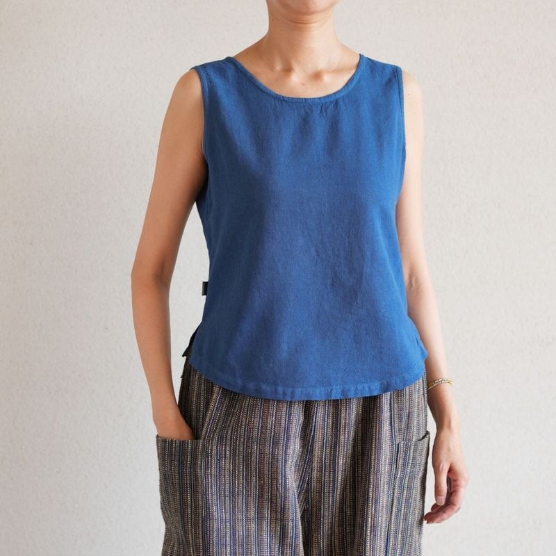 日本で染めた藍染めタンクトップsize4