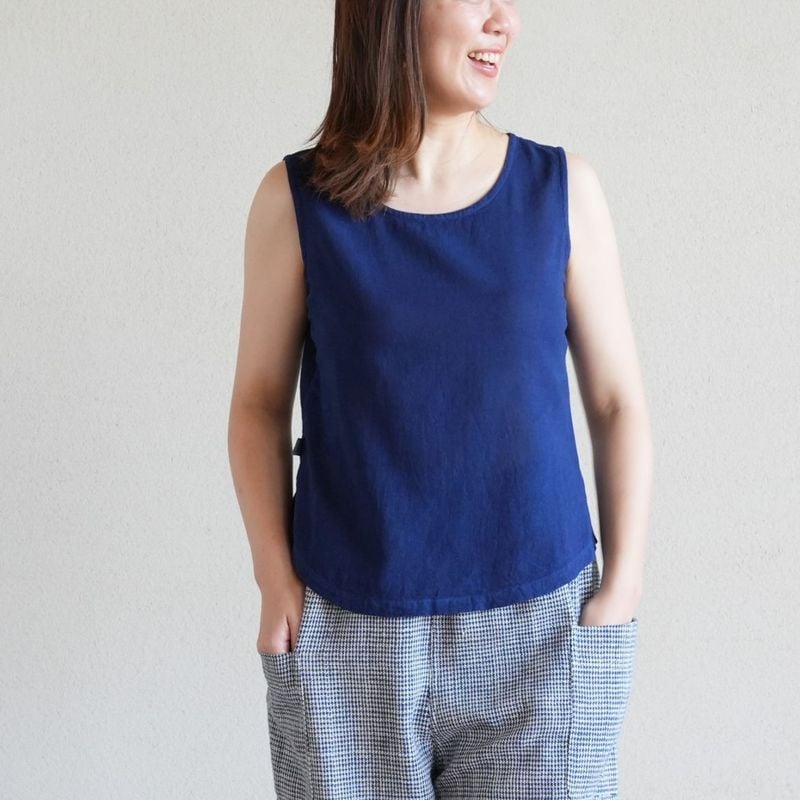 日本で染めた藍染めタンクトップsize6