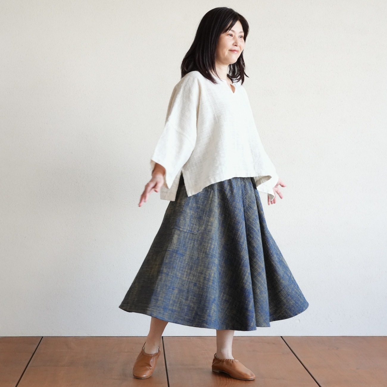 【未使用品】うさとの服　usatto　スカート　深い藍染　サイズ2 スカートsize2 | カテゴリーから選ぶ,スカート,すべてのスカート
