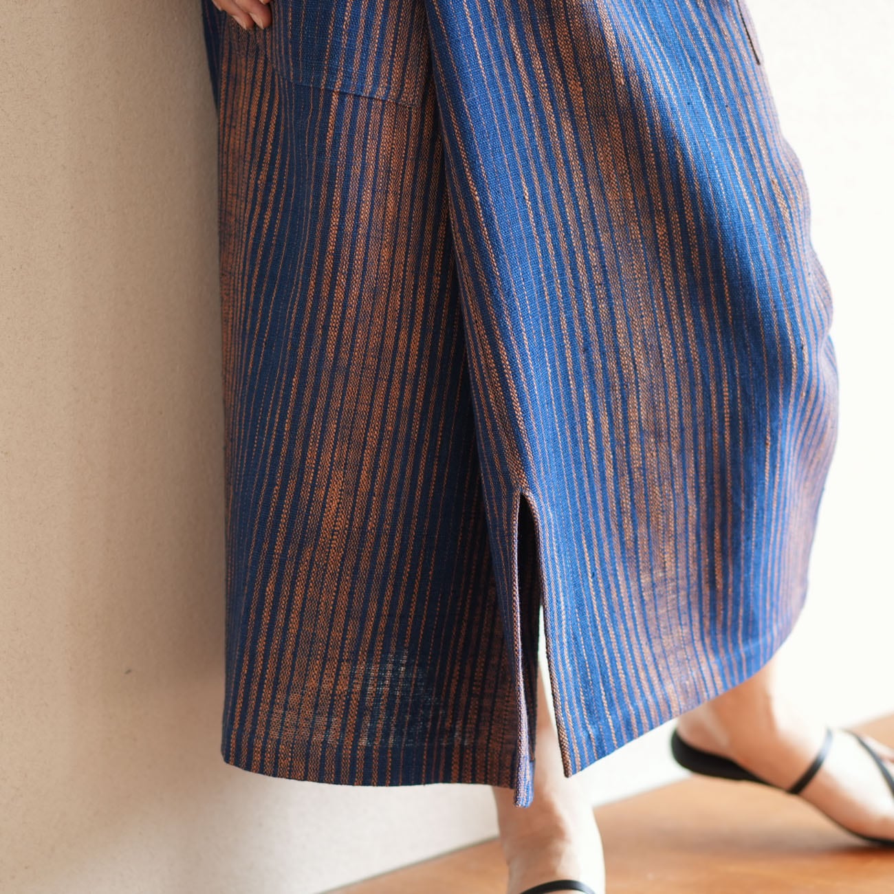Usaato タイスカート 美品 うさとの服usaato手紡ぎ 天然染め 手織り