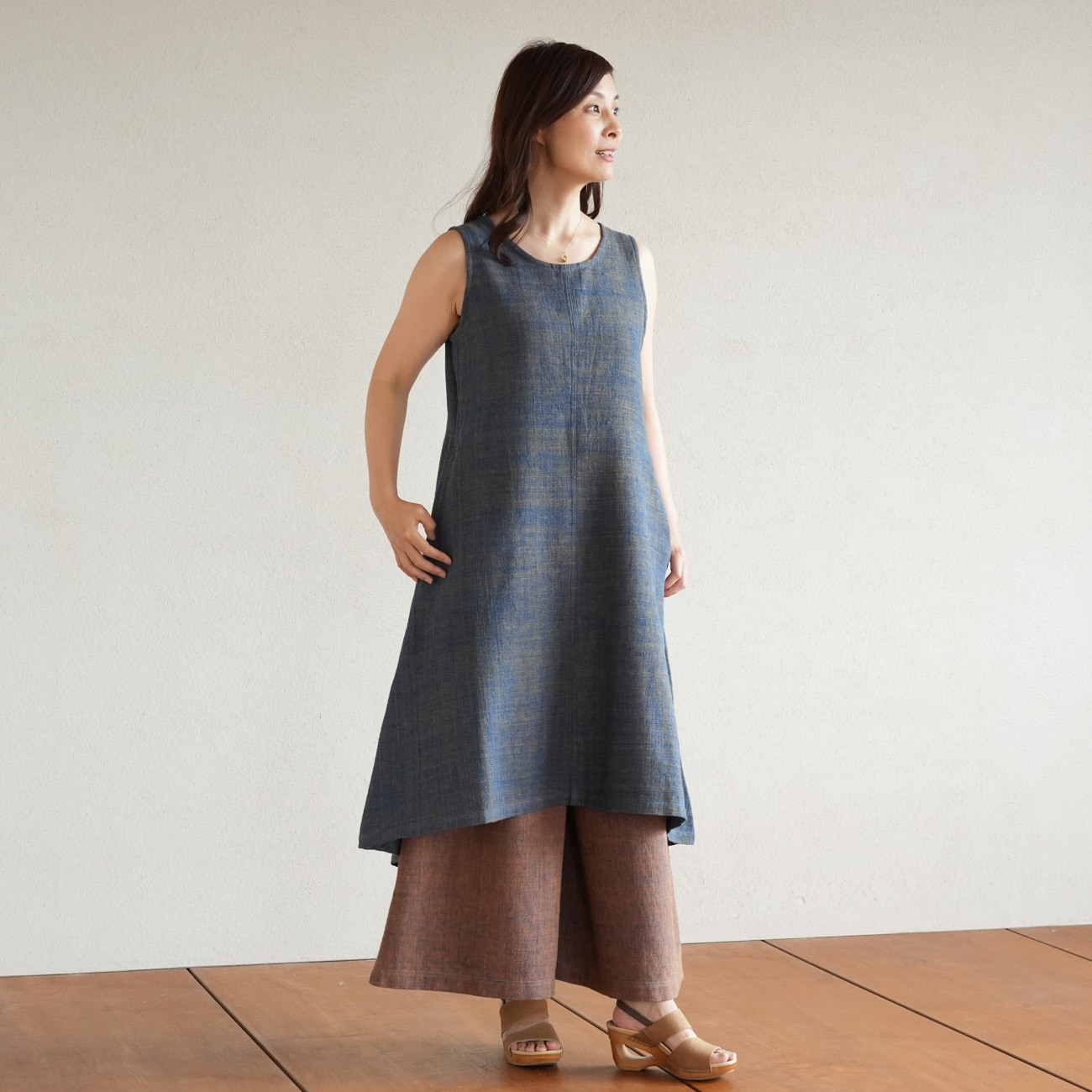 うさとの服 usaato 白絣 ヘンプコットン ロング ワンピース size6 ワンピースsize6 | 新商品 | Usaatoオンラインショップ