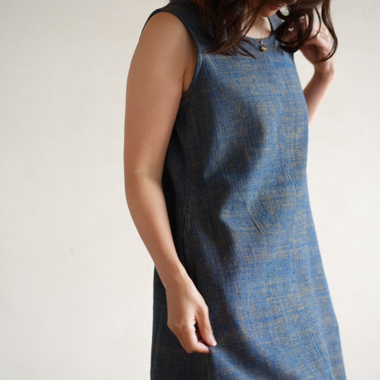 うさとの服 usaato ヘンプ コットン 藍 ラップワンピース フリーサイズ ワンピースsize6 | 新商品 | Usaatoオンラインショップ
