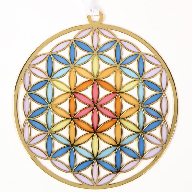 フラワー オブ ライフ (Flower of Life) ユニバース エンブレム ステンドグラス スタイル 完全オリジナル