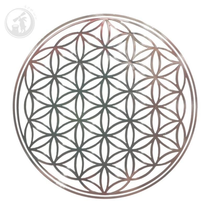高級 フラワー オブ ライフ (Flower of Life) ユニバース エンブレム メタル ステッカー スタイル シルバー 完全オリジナル