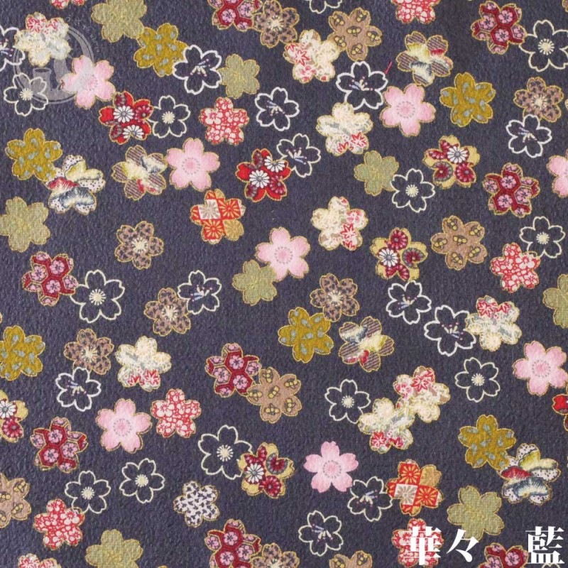 日本製 手作り ミニ 座布団 華々 藍 和柄
