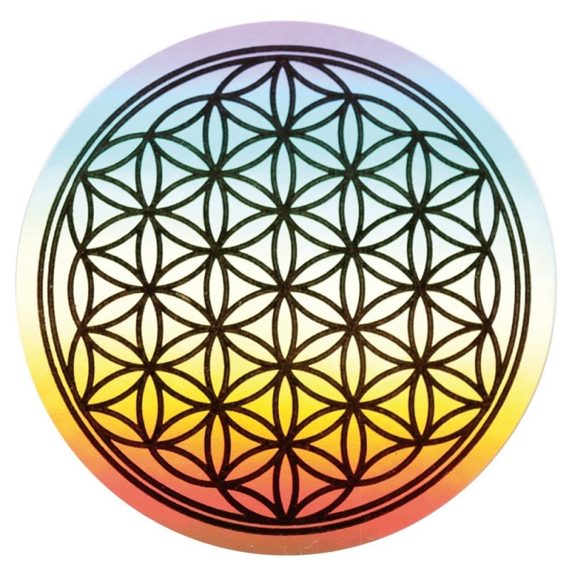 神秘的輝き フラワー オブ ライフ ホログラム ステッカー 46mm flower of life 生命の花 神聖幾何学模様 完全オリジナル