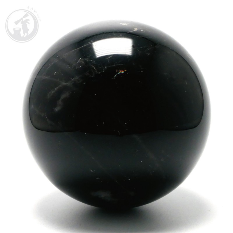 天然 黒水晶 モリオン 丸玉 約92mm 最強魔除け石 風水 お守り