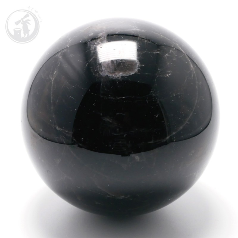 天然 黒水晶 モリオン 丸玉 約96mm 最強魔除け石 風水 お守り