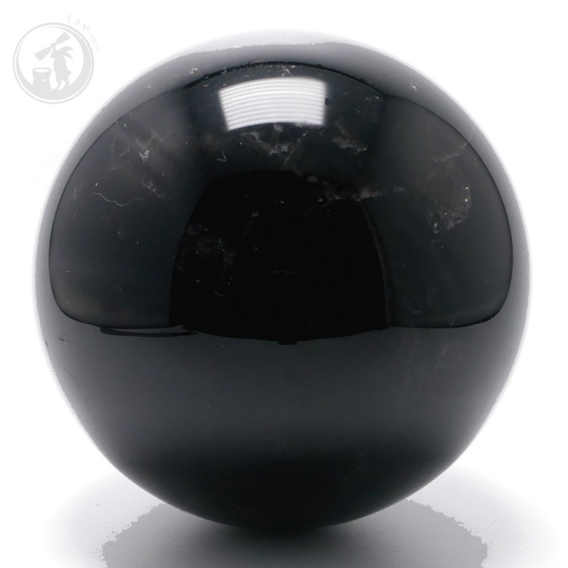 天然 黒水晶 モリオン 丸玉 約94mm 最強魔除け石 風水 お守り