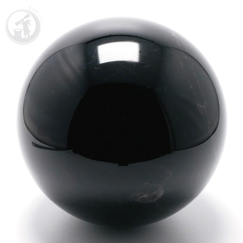 天然 黒水晶 モリオン 丸玉 約96mm 最強魔除け石 風水 お守り