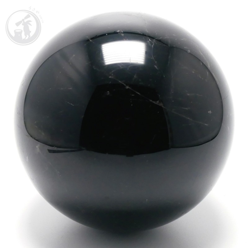 天然 黒水晶 モリオン 丸玉 約91mm 最強魔除け石 風水 お守り
