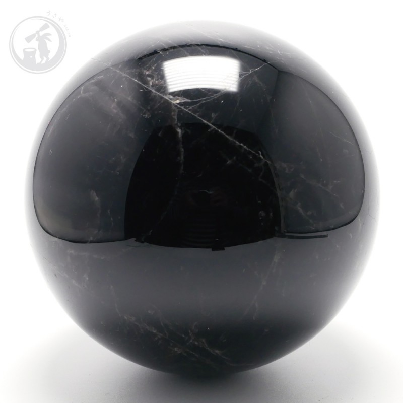 天然 黒水晶 モリオン 丸玉 約101mm 最強魔除け石 風水 お守り