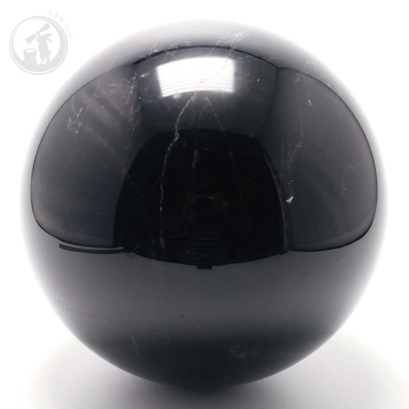 天然 黒水晶 モリオン 丸玉 約107mm 最強魔除け石 風水 お守り