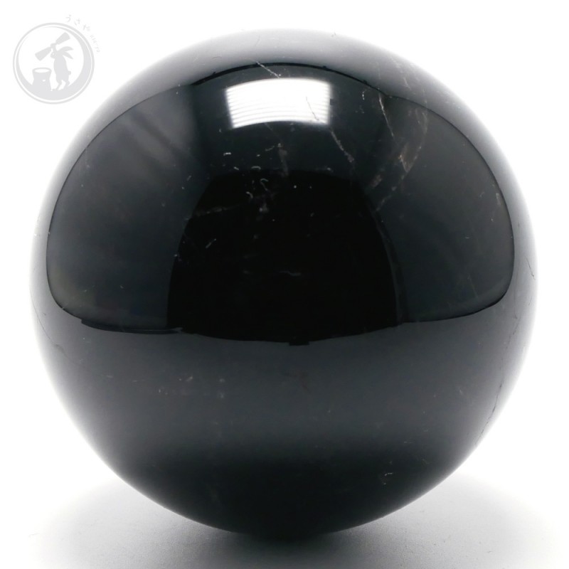 天然 黒水晶 モリオン 丸玉 約74mm 最強魔除け石 風水 お守り