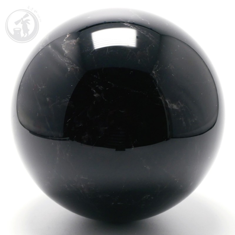 天然 黒水晶 モリオン 丸玉 約94mm 最強魔除け石 風水 お守り