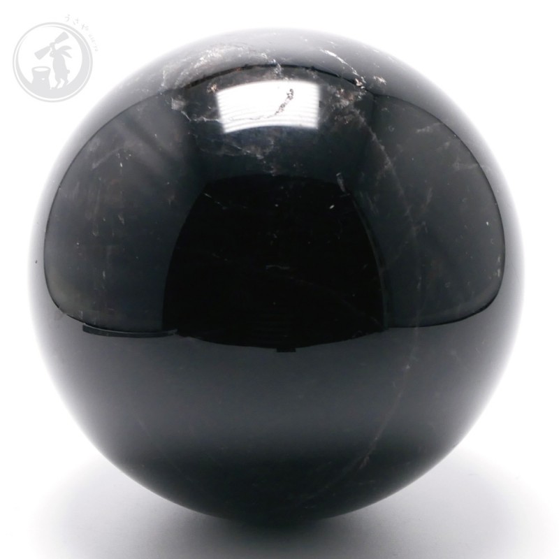 天然 黒水晶 モリオン 丸玉 約94mm 最強魔除け石 風水 お守り