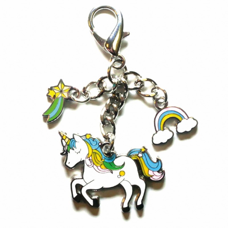 オリジナル デザイン かわいい ユニコーン キーホルダー (カニカンスタイル)