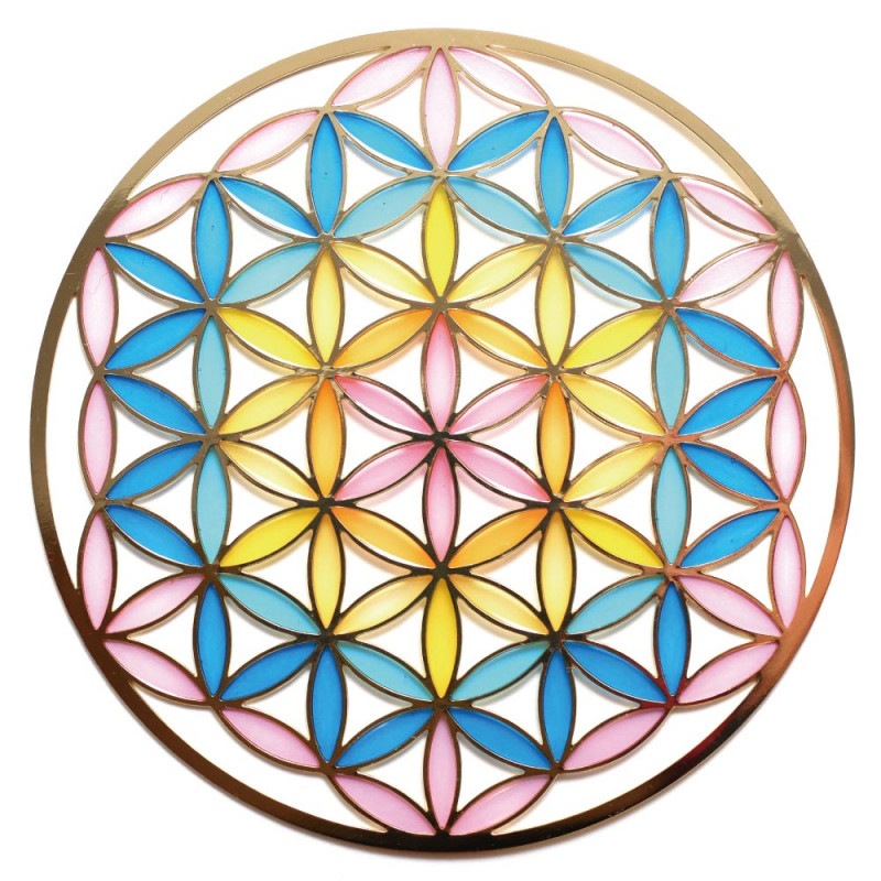 フラワー オブ ライフ (Flower of Life) ユニバース エンブレム ステンドグラス スタイル (non hole) 完全オリジナル