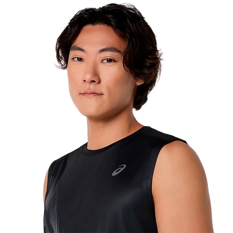 アシックス asics ランニンググラフィックスリーブレスシャツ 2011D486
